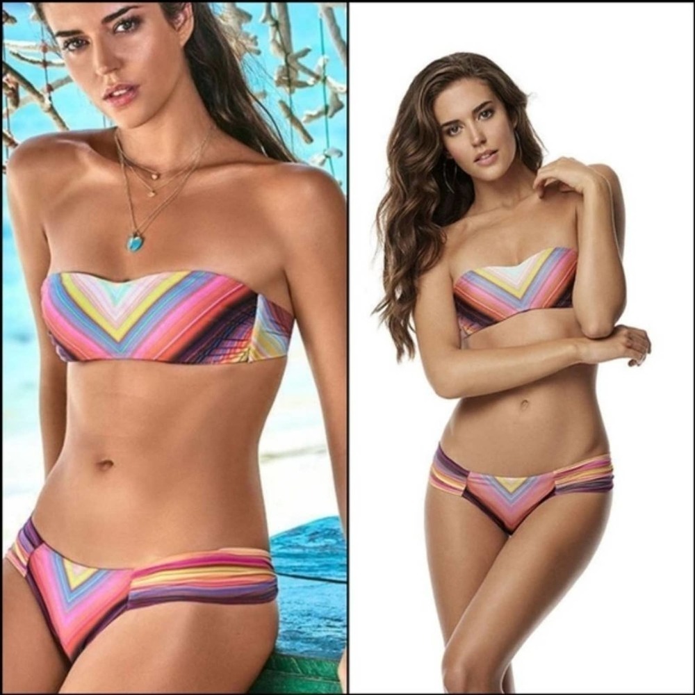 PILYQ COLORFUL SUNSET BIKINI SWIMSUIT SZ S